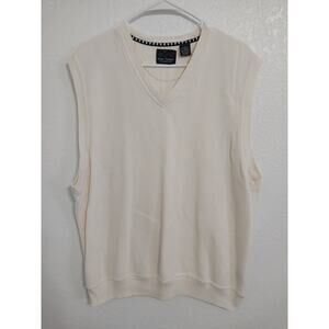 Greg Norman Mens White Golf Vest V-Neck Knit Pullover Size L